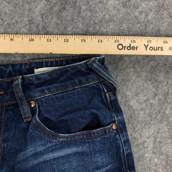 Cleo+Wolf Jeans Womens 29 Blue Straight Leg High Rise Distressed Medium Wash - Picture 8 of 12